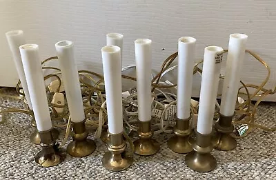 9 Vintage Christmas Lighted Brass Felted Base Window Candle Without Bulb 9”H • $25