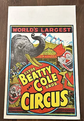 Vintage Clyde Beatty Cole Bros Circus 14x22 Sign Poster Unused Blank “A” • $67.43