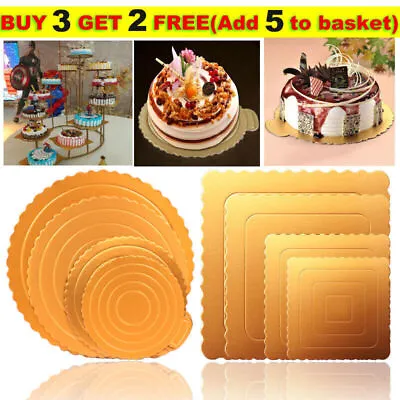 5 -13  Round/Square Cake Boards Thick Base Mat Holder Pad Baking Wedding Decor • £4.49