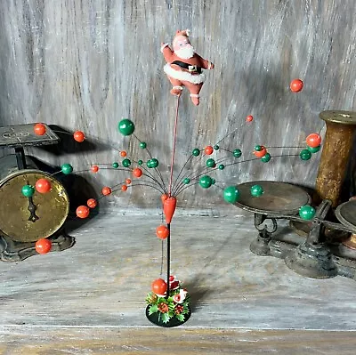 MCM Flocked Santa Floating Atomic Balls Red Green Table Top Mobile Kitschy Decor • $20