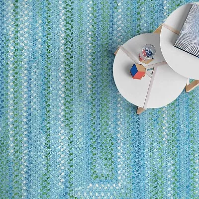 $78 • Buy Capel Rugs Waterway Soft Cotton Chenille Concentric Braided Rug Deep Blue Sea
