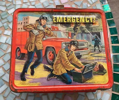 Vintage 1973 Emergency! Fireman Metal Tin Lunch Box (No Thermos)  Aladdin • $49.99