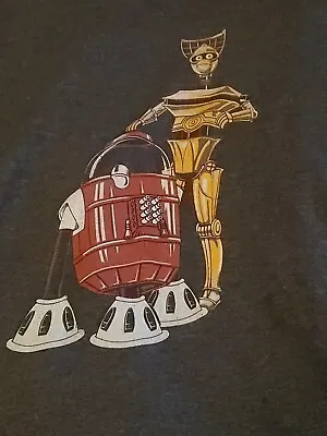 Dark Grey MST3K/Star Wars Mash-up T-Shirt (Tom & Crow As R2 & C3PO) Men S/W Med • $10