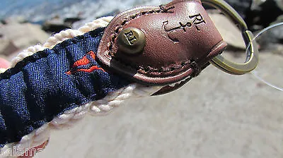 NEW POLO Ralph Lauren Flag Key Fob Chain Gift Box Nautical Leather Anchor Ring • $29.95