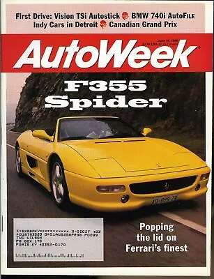 AutoWeek Magazine June 19 1995 Ferrari F355 Spider Vision TSi Autostick BMW • $9.99