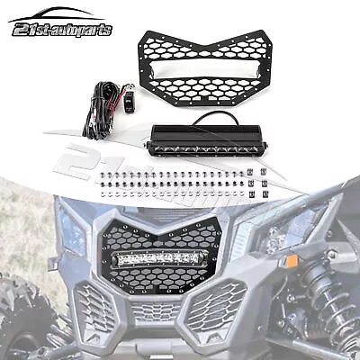 UTV Front Mesh Grille W/ 11  Straight Light Bar For 2017-2024 Can Am Maverick X3 • $84.99