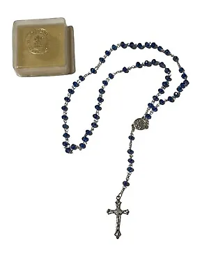 Italian Vatican Museum Blue Shiny Bead Rosary New In Box • $20