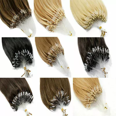 Micro Ring Loop Tip Remy Human Hair Extensions Micro Bead Link Brazilian Hair US • $35