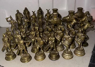 32 Piece Brass Greece Vintage Chess Figures Full Set • $169