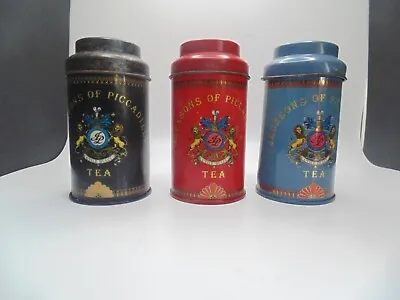 Set Of 3 Vintage Tea Tins Jackson's Of Piccadilly - Blue Red And Black • $12
