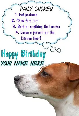 Jack Russell Terrier Rules Birthday PIDS41  Personalised Card Dad Mum Son • £3.25