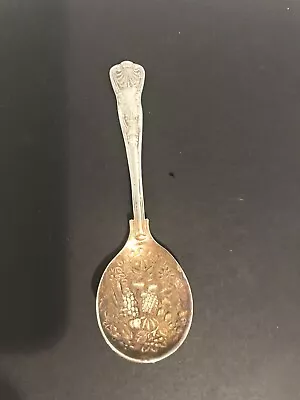 EPNS Sheffield England Serving Spoon With Embossed Fruit Design Bowl • $15