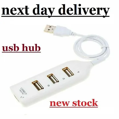 High Speed 4 Port USB HUB 2.0 Multi Splitter Expansion Desktop PC Laptop Adapter • £2.75