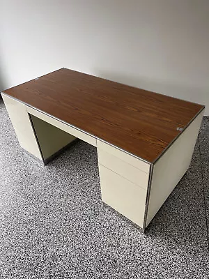 Pristine Rare Vintage Sleek Executive Steel Tanker Desk - Metal File - 7 Drawer • $1400