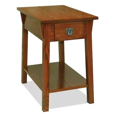 Leick Home Drawer Side Table 24 W Rectangle Mission One Shelf Russet Wooden Top • $184.17