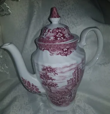 Vintage Porcelain Pot ☆old Country Castles British Anchop☆ England☆Red/White☆ • £30.21