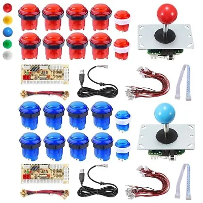 2 Players PC Game USB Controller LED Push Buttons Cables DIY Arcade Joystick Kit • $55.99