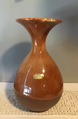 Vintage Royal Haeger Vase Art Pottery 10   Brown Drip Glaze Vase - Holds 48 Oz. • $32