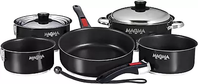 Products  Gourmet Nesting 10-Piece Jet Black Stainless Steel Induction Cookwar • $411.99