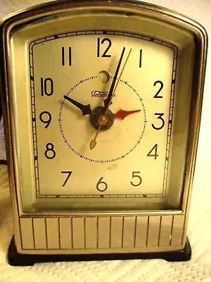 Vintage Telechron Clock Model 711 / Art Deco Metal & Bakelite Base 1930's~WORKS • $24