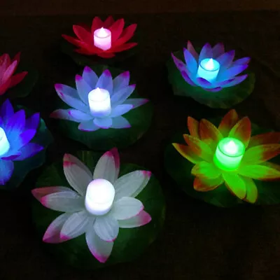 Floating Lotus Light Pool Outdoor Water Flower LED Lamp Lights Electronic Candle • $3.19