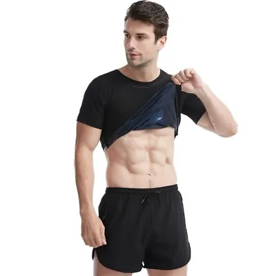 $22.99 • Buy Men Sauna Sweat Shapewear Shirt Top Short Sleeve Body Shaper Slimming Trainer