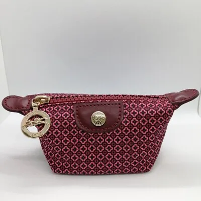 LONGCHAMP Pink Mini Coin Case Purse Whole Pattern 3.1×2.3×2.7 Inch Used From JP • $140