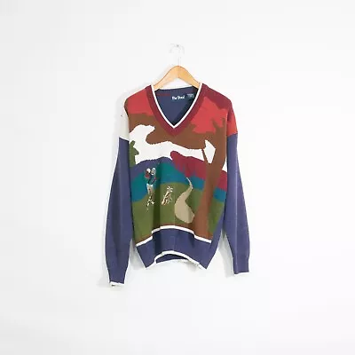 Vintage Par Four Golf Sweater Mens Large - Abstract Tennis V Neck Embroidered • $24.99