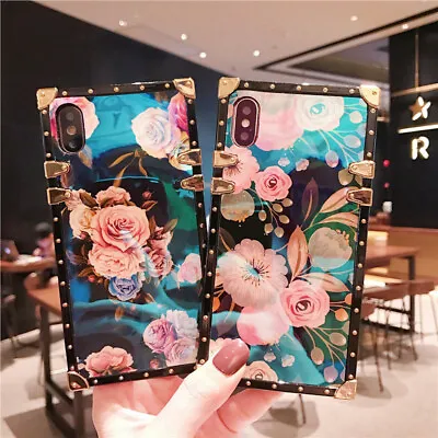 Luxury Bling Blu-Ray Flower Square Case For Samsung A51 A71 A21 A12 A20 A11 A10E • £5.39