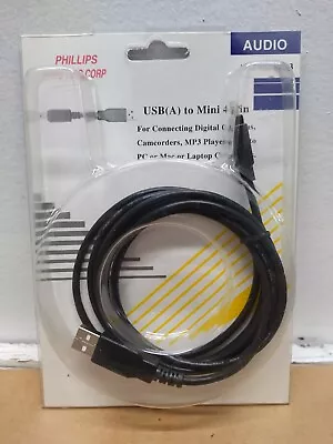 Phillips Fung Ying Corp Black USB A To Mini 4-Pin Computer PC Connection Cable • $0.99