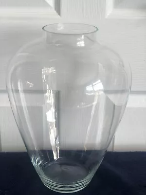 Clear Glass Large Display Ornate Vase 13” / 34cm Tall • £19.99