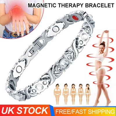 £7.69 • Buy Magnetic Bracelet Ladies Alloy Arthritis Silver Blue Bracket 3000 Gauss