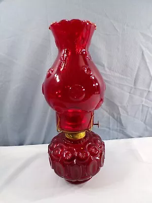L.E. Smith Ruby Red Glass Moon & Stars Oil Lamp • $49.99