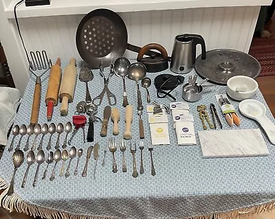 Lot Of 64 Vintage Kitchen Gadgets Utensils SP Wood Stainless Keurig Chestnut Pan • $48.99