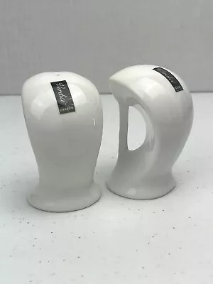 Verdici Design Ceramic White Salt And Pepper Shakers Art Deco NEW • $20