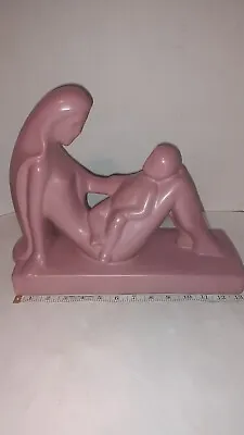 Vtg Royal Haeger Pottery 1990’s MCM Loving Mother & Child Pink Statue Figurine • $74.99