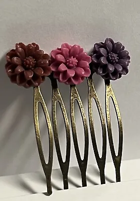 Vintage 1.5” Hair Fork Comb- Flower Accent Hair Pins Hair Accessories • $10
