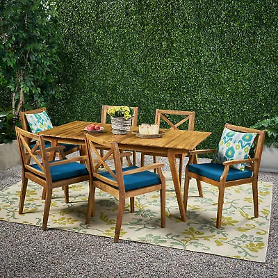 $951.99 • Buy Alva Outdoor 6 Seater Acacia Wood Dining Set With Cushions