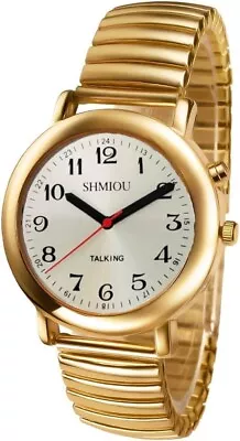 English Talking Watch With Alarm Speaking Date And Time White Dial  GOLD • £35