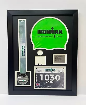 Ironman Triathlon Any Medal Display Frame With Running Bib Medal Swimming Cap • £35