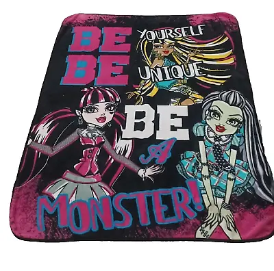 Monster High Fleece Throw Blanket Be Yourself Be Unique Be A Monster 46x60  • $39.95