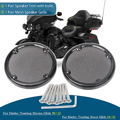 Rear Speaker Trim Grill Mesh Cover For Harley Touring Street Electra Tri Glide • $38.98