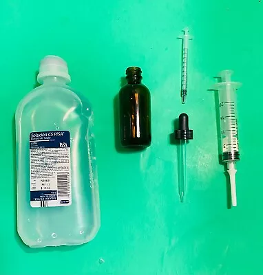 20 ML Plastic Syringe & Cánula Microenema 2 Oz Droper Bottle Sterile Saline • $50