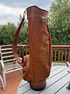 Vintage Wilson Faux Brown Leather Golf Cart Bag 15 Way Devider Made In USA • $79