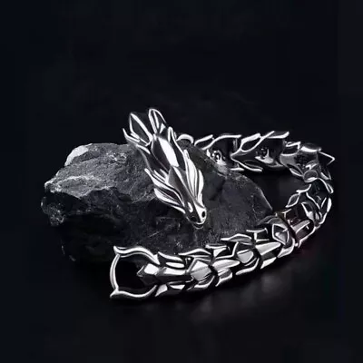 Mens Fashion Viking Dragon Keel Bracelet For Men Stainless Steel Carve Jewelry • $5.99