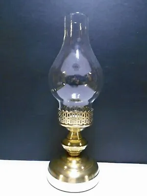 $12.99 • Buy Vintage Solid Brass Candle Holder With Clear Glass Chimney Shade 14  Height EUC