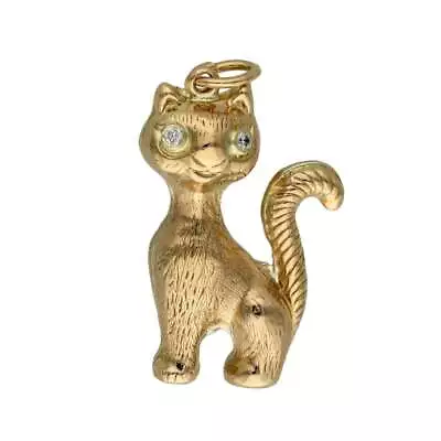 9ct Yellow Gold Large Hollow Cat Charm - 3.4g • £121