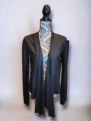 Veda Open Front Style Anyway Soft Leather Wrap Jacket Size M Black  • $79