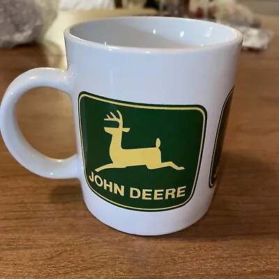 John Deere Coffee Mug Cup Vintage By Gibson Licensed White With Green Sign Logo • $17.11