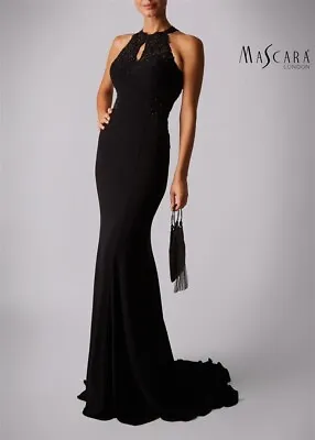 Mascara MC181359G Size 8 Black Lace Back Evening Dress Gown Prom BNWT • £249.99